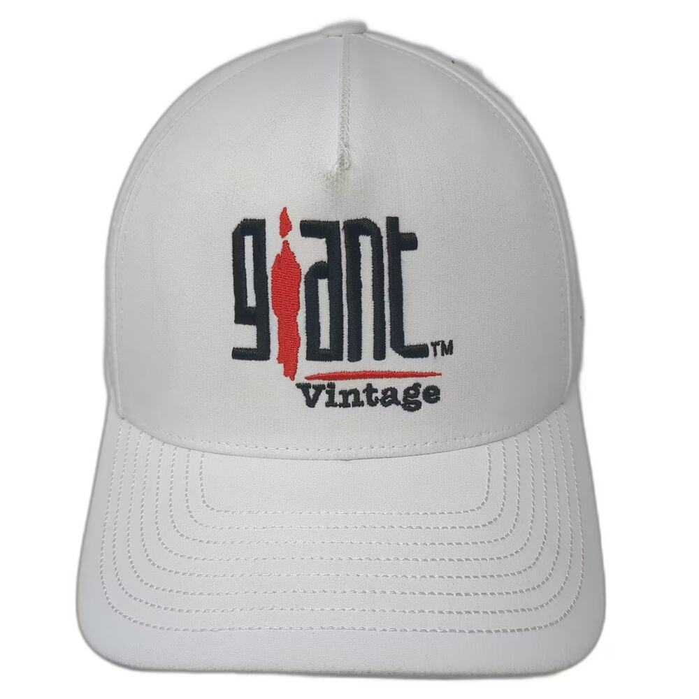 Giant Vintage Trucker Hat White Black OS Snapback Perforated Embroidered Logo